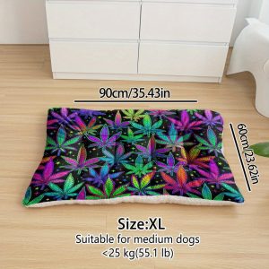 Extra-Large Plush Dog Sofa Bed with Colorful Maple Leaf Digital Print, Machine Washable Dog Bed Suitable for Small, Medium, And Large Dogs, Made of Soft And Breathable Thick Polyester