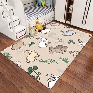 Rabbit-Patterned Pet Mat, Non-Slip, Quick-Drying, Washable for Dog Crates & Dog Beds | Washable Non-Slip Pet Feeding Mat, Kitchen Mat, Yoga Mat, Non-Slip Bathroom Mat, Absorbent Washable Polyester, Suitable for Living Room Entrances, Camping